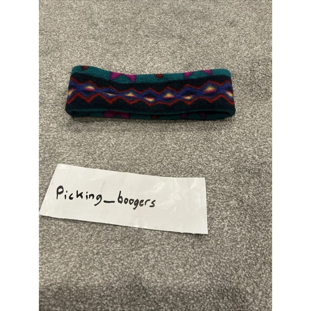 Vintage multi-colored Southwestern or Aztec pattern fleece headband ear warmer